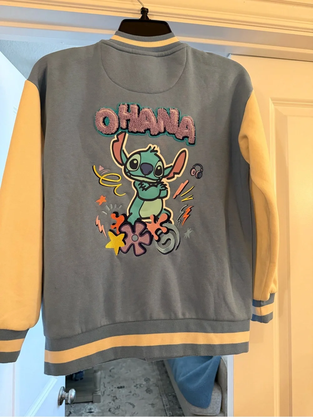 Disney Light Blue and Cream Kids' Embroidered Varsity Jacket